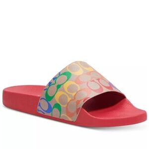 Coach Rainbow Logo Pool Slide Sandals